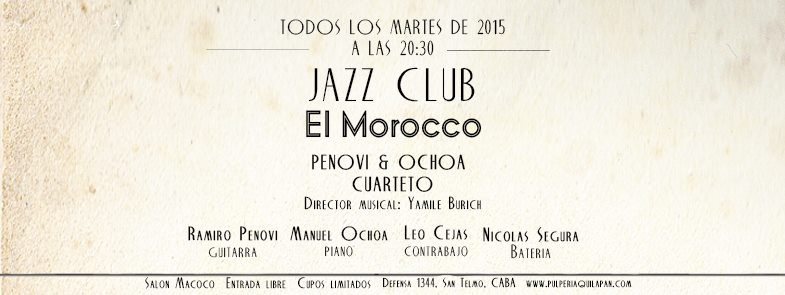 Jazz Club El Morocco presenta Penovi & Ochoa Cuarteto
